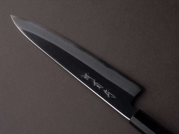 Sakai Kikumori - Tanaka Limited - Aogami Blue - Mirror Polish - 240mm Gyuto - Ebony Handle - Tanaka Signed & Dated Tang