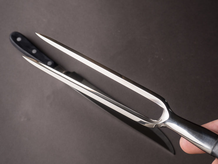 Hitohira - Carving Set - Curved Fork & Carving Knife - Black Pakka Handle