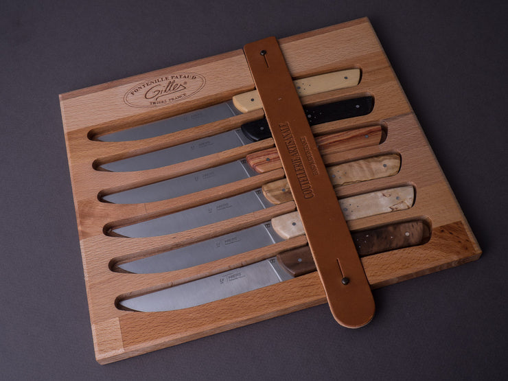 Fontenille-Pataud - Thiers - Steak/Table Knives - Set of 6 - Assorted Wood Handles