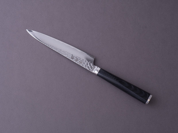 RYUSEN - TANGANRYU - VG10 Tsuchime Damascus - 150mm Petty - Black Micarta Handle