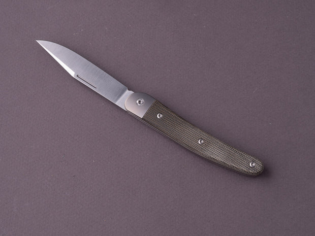lionSTEEL - Folding Knife - Jack - 77mm - M390 - Slip Joint - Green Canvas Micarta