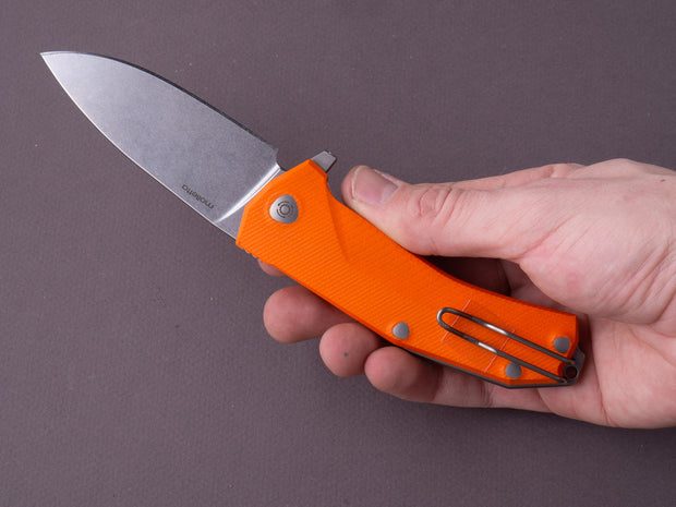 lionSTEEL - Folding Knife - KUR - 87mm - Sleipner - Liner Lock - Orange G10 - Stonewashed