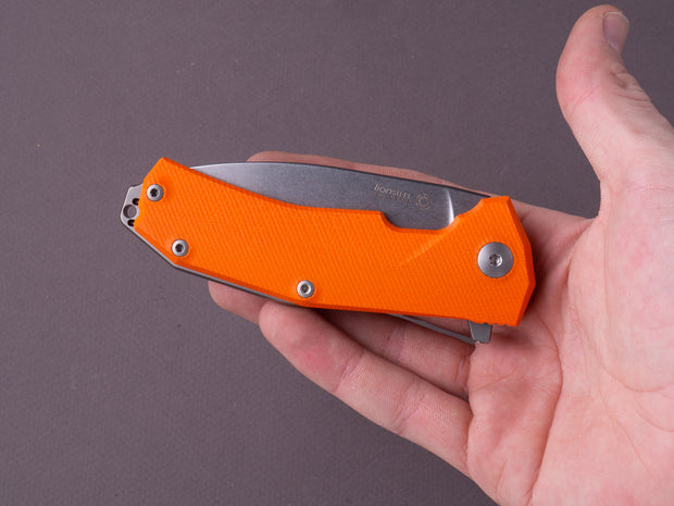 lionSTEEL - Folding Knife - KUR - 87mm - Sleipner - Liner Lock - Orange G10 - Stonewashed