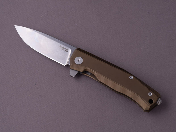 lionSTEEL - Folding Knife - MYTO - M390 - 85mm - Frame Lock - Green Aluminum - Stonewashed