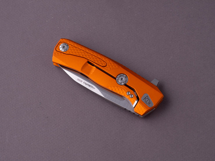 lionSTEEL - SOLID Folding Knife - ROK - M390 - 85mm - Frame Lock - Orange Aluminum - H. WAYL Clip