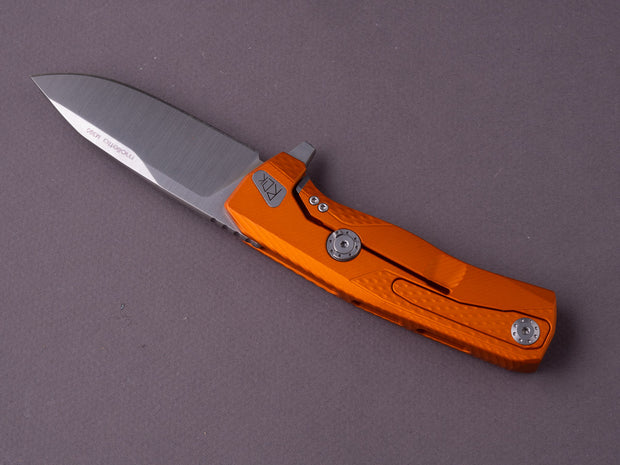 lionSTEEL - SOLID Folding Knife - ROK - M390 - 85mm - Frame Lock - Orange Aluminum - H. WAYL Clip