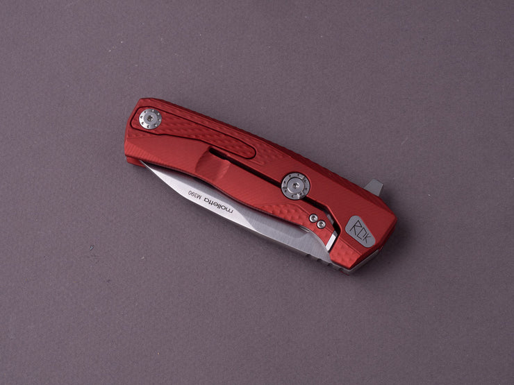 lionSTEEL - SOLID Folding Knife - ROK - 85mm - M390 - Frame Lock - Red Aluminum - Red HAWY.L Clip