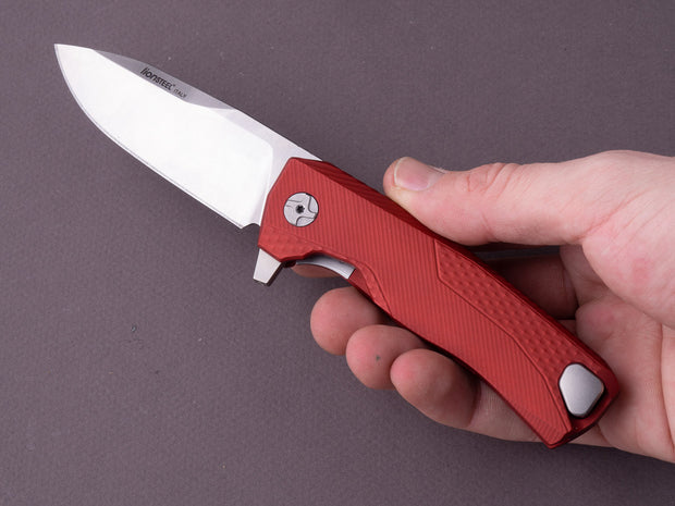 lionSTEEL - SOLID Folding Knife - ROK - 85mm - M390 - Frame Lock - Red Aluminum - Red HAWY.L Clip