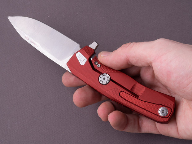 lionSTEEL - SOLID Folding Knife - ROK - 85mm - M390 - Frame Lock - Red Aluminum - Red HAWY.L Clip