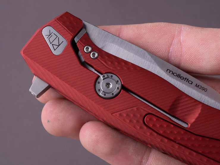 lionSTEEL - SOLID Folding Knife - ROK - 85mm - M390 - Frame Lock - Red Aluminum - Red HAWY.L Clip