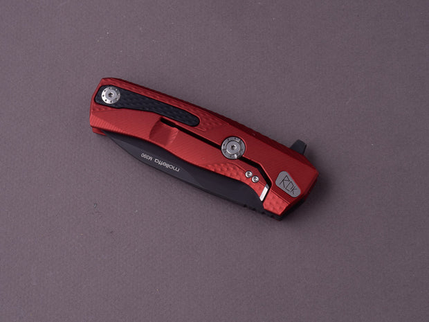 lionSTEEL - SOLID Folding Knife - ROK - 85mm - M390 - Frame Lock - Red Aluminum - Black HWAY.L Clip - Black MilSpec