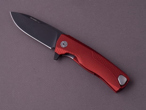 lionSTEEL - SOLID Folding Knife - ROK - 83mm - M390 - Frame Lock - Red Aluminum - Black HWAY.L Clip - Black MilSpec