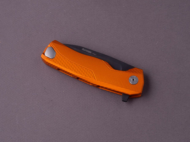 lionSTEEL - SOLID Folding Knife - Frame Lock - ROK - M390 - 85mm - Orange Aluminum - Black MilSpec