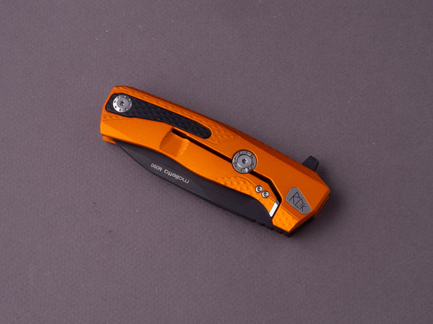 lionSTEEL - SOLID Folding Knife - Frame Lock - ROK - M390 - 85mm - Orange Aluminum - Black MilSpec