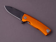 lionSTEEL - SOLID Folding Knife - ROK - M390- 85mm - Frame Lock - Orange Aluminum - Black HWAY.L Clip - Black MilSpec