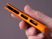 lionSTEEL - SOLID Folding Knife - ROK - M390- 85mm - Frame Lock - Orange Aluminum - Black HWAY.L Clip - Black MilSpec