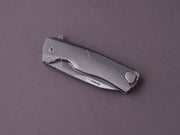 lionSTEEL - SOLID Folding Knife - ROK - 85mm - M390 - Frame Lock - Grey Titanium - Blue HWAY.L Clip