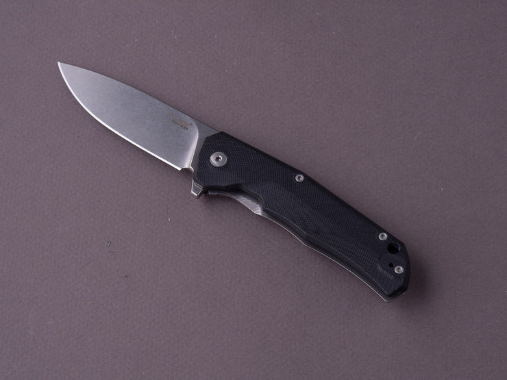 lionSTEEL - Folding Knife - TRE - 74mm - M390 - Frame Lock - Black G10 & Titanium - Stonewashed