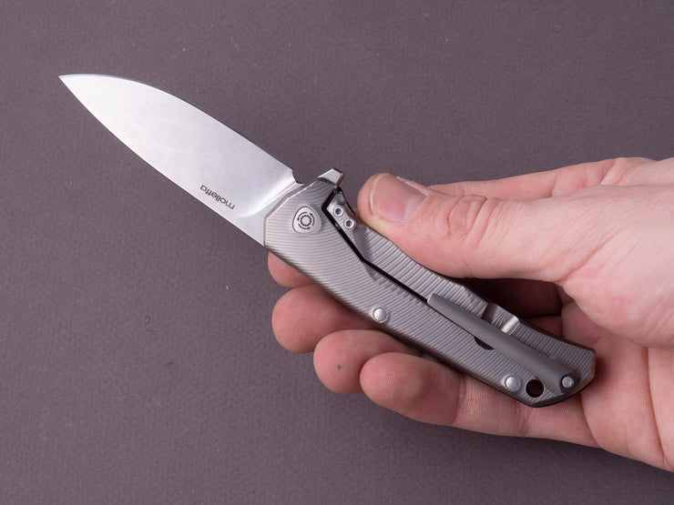 lionSTEEL - Folding Knife - TRE - 74mm - M390 - Frame Lock - Black G10 & Titanium - Stonewashed