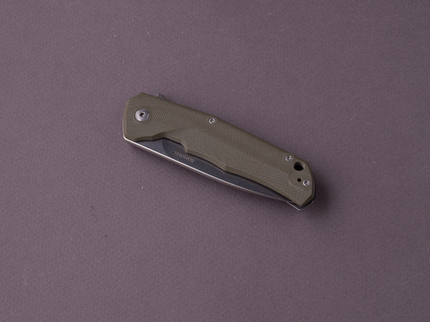 lionSTEEL - Folding Knife - TRE - 74mm - M390 - Frame Lock - Green G10 & Titanium - Stonewashed