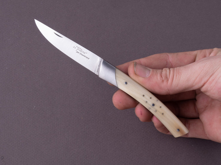 Coutellerie Chambriard - Le Thiers "Compact" - Folding Knife - Cow Horn Handle w/ Piquetage - Spring Lock