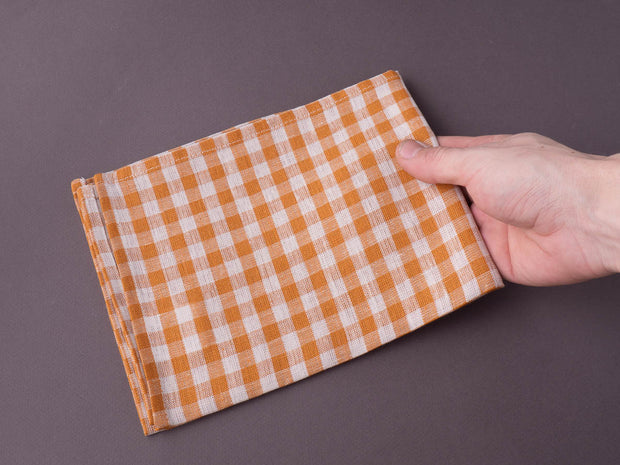 Fog Linen - Linen Kitchen Cloth - Rachael (Orange + White Check)