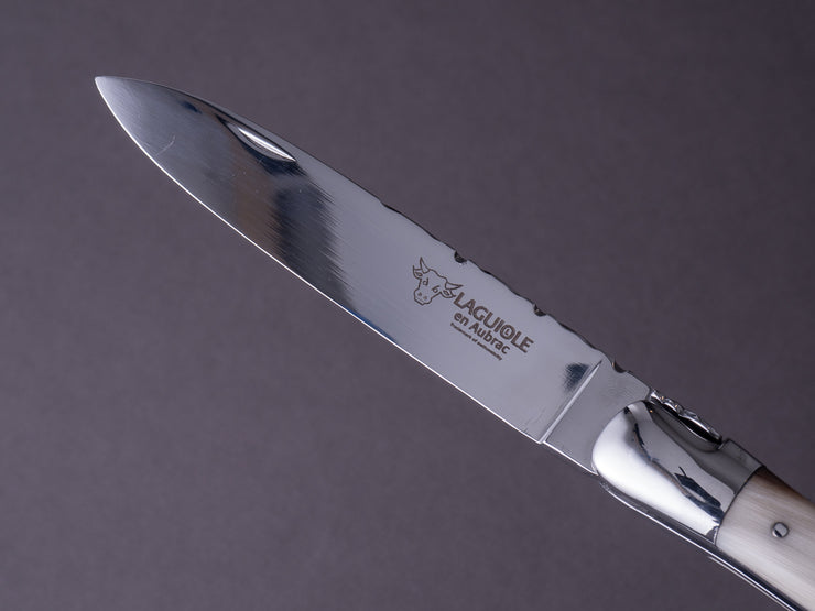 Laguiole en Aubrac - Folding Knife - Crocus - Blonde Horn - Detailed Spine - Bolster