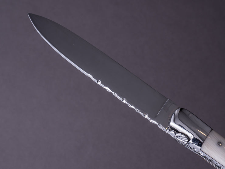 Laguiole en Aubrac - Folding Knife - Crocus - Blonde Horn - Detailed Spine - Bolster
