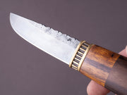 Kepler Customs - Fixed Blade - Belt Knife - 80CRV2 - 90mm - Ebony & Ironwood Handle w/ Brass Fittings - Leather Belt Sheath