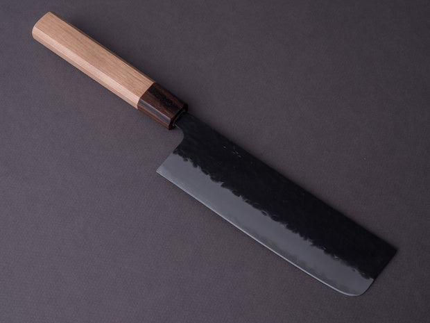 Hitohira - Futana - Super Blue - Kurouchi Tsuchime - 165mm Nakiri - Cherry Handle
