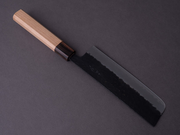 Hitohira - Futana - Super Blue - Kurouchi Tsuchime - 165mm Nakiri - Cherry Handle
