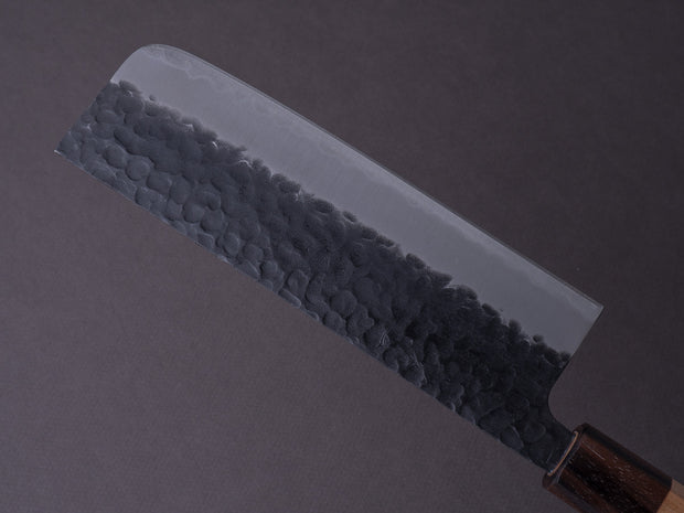 Hitohira - Futana - Super Blue - Kurouchi Tsuchime - 165mm Nakiri - Cherry Handle