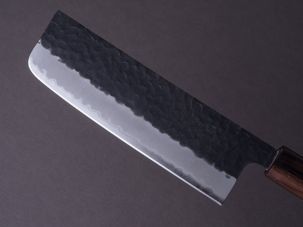 Hitohira - Futana - Super Blue - Kurouchi Tsuchime - 165mm Nakiri - Cherry Handle
