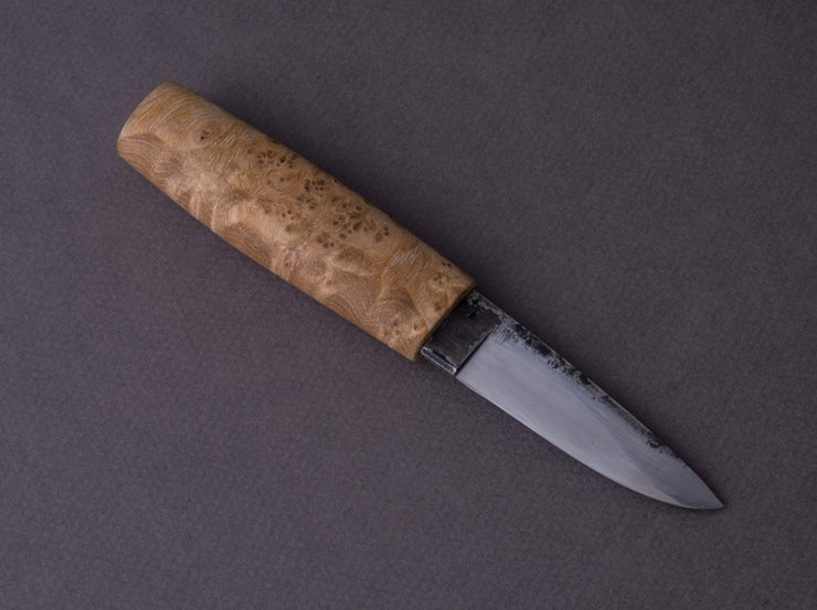 Kanatoko - Fixed Blade - Blue #2 - 60mm Working Knife - Elm Burl Handle