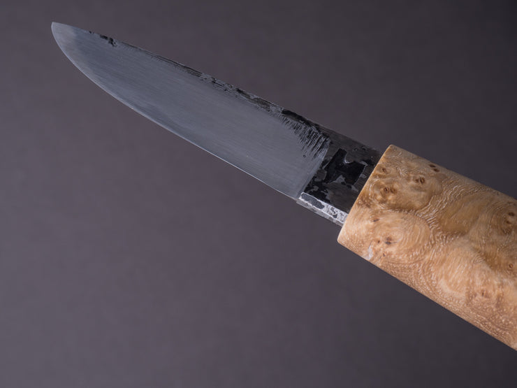 Kanatoko - Fixed Blade - Blue #2 - 60mm Working Knife - Elm Burl Handle