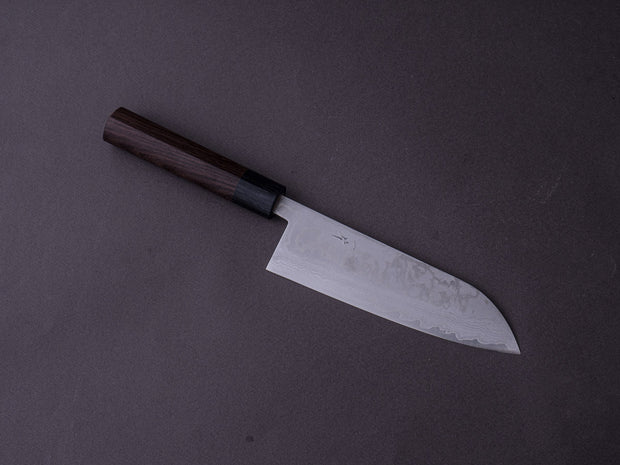 Hitohira - GR - Blue #2 Damascus - 165mm Santoku - Rosewood Handle