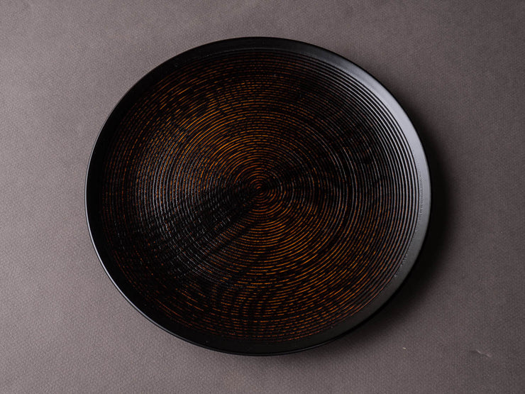 Komon - Tomoaki Nakano - Urushi Lacquerware - 9.5 Inch Line Pattern Plate