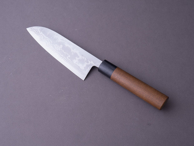 Hitohira - GR - Blue #2 - Damascus - 165mm - Santoku - Rosewood Handle