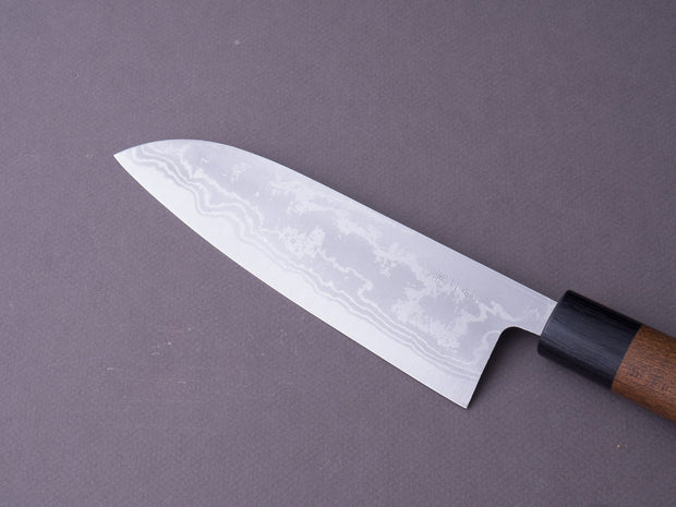 Hitohira - GR - Blue #2 - Damascus - 165mm - Santoku - Rosewood Handle