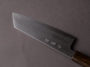 Sakai Kikumori - Asagiri - White #2 Stainless Clad - Kasumi - 180mm Bunka - Black Lacquered Oak Handle