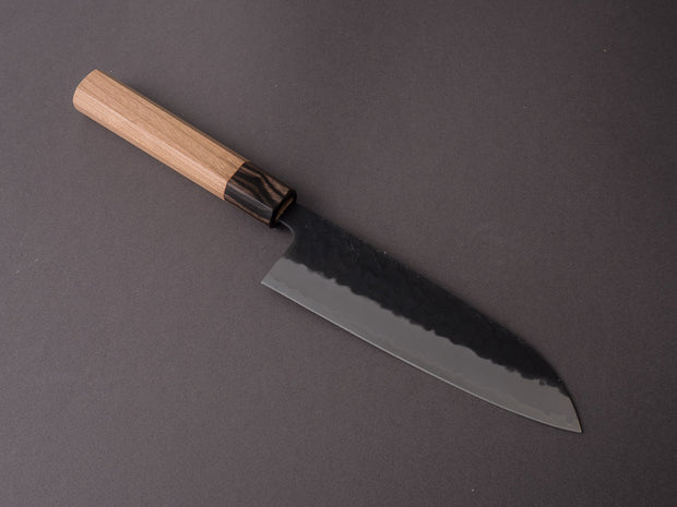 Hitohira - Futana - Super Blue - Kurouchi Tsuchime - 170mm Santoku - Cherry Wood Handle