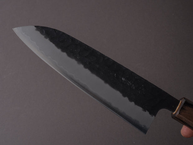 Hitohira - Futana - Super Blue - Kurouchi Tsuchime - 170mm Santoku - Cherry Wood Handle