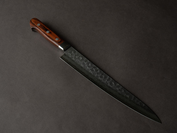 Hitohira - HG - Tsuchime Damascus - 240mm Sujihiki - Western Handle