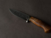 Theo Darvin - 275 Layer Damascus - 1095 & 15N20  - 120mm Fixed Blade -  Bushcraft Knife - Spalted Maple Handle