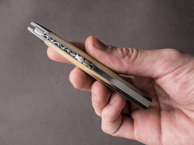 Coutellerie Chambriard - Le Thiers "Mi-Jo" - Folding Knife -  Colored Horn Tip Handle - Button Lock