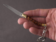 Forge de Laguiole - 70mm Folding Knife - Spring System - Snakewood Handle w/ Brass Bolsters - Keychain Ring