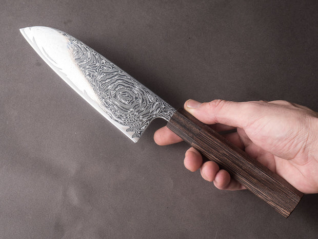 Hitohira - Futana - Nickel Damascus - 170mm Santoku - Tagayasan Handle