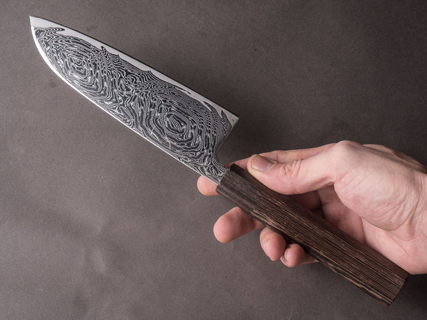 Hitohira - Futana - Nickel Damascus - 170mm Santoku - Tagayasan Handle