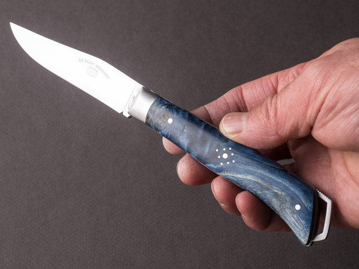 Fontenille-Pataud - Folding Knife - Le Saint Bernard - Blue Poplar Burl -  Lock Back - 110mm