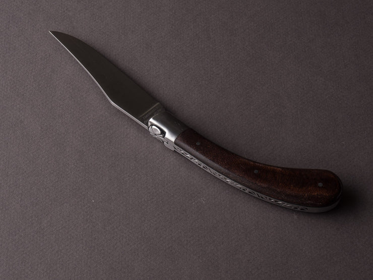 Fontenille-Pataud - Folding Knife - Le Capuchadou Guilloche - Spring Lock - 120mm - Leather Handle